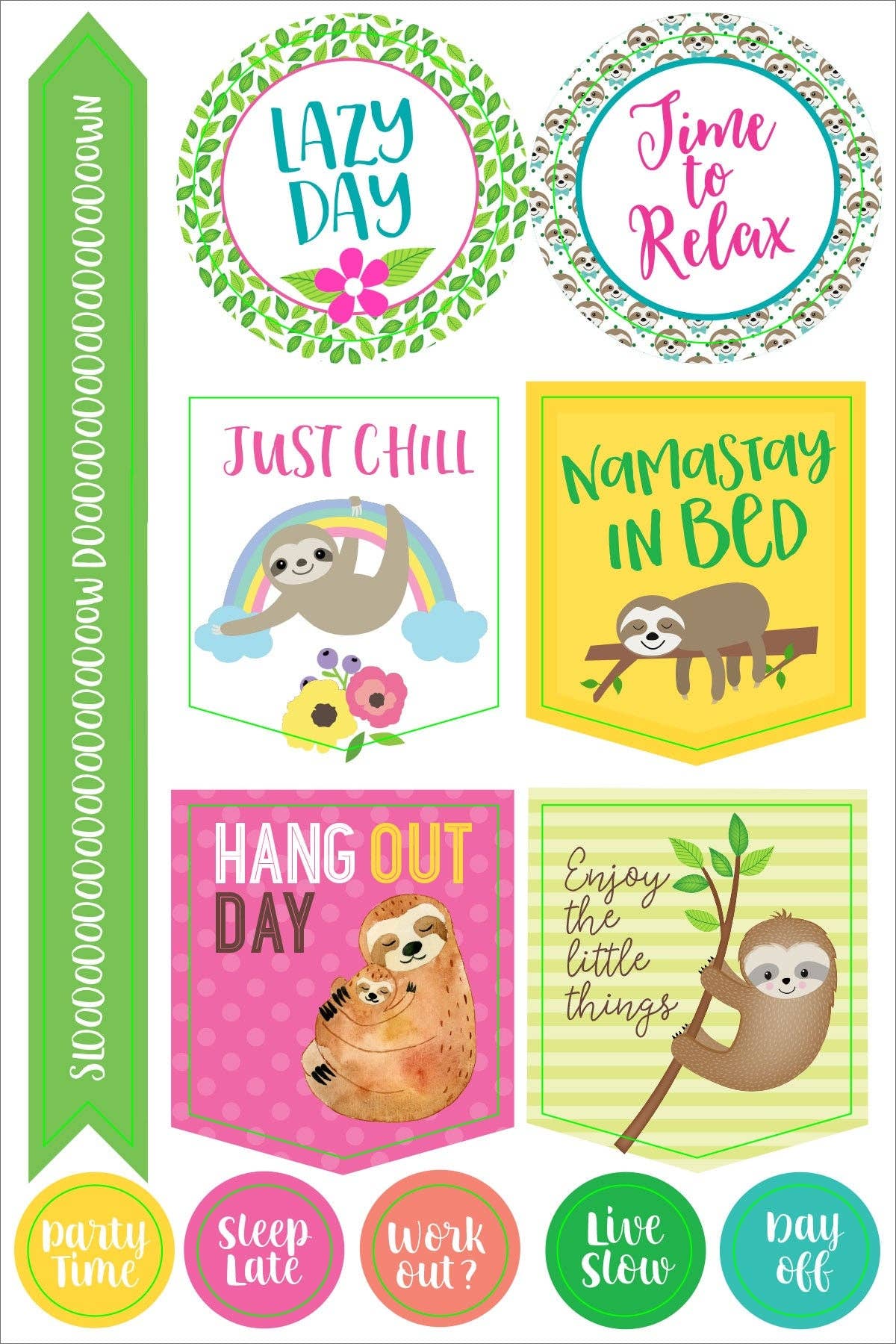 Essentials Sloth Planner Stickers