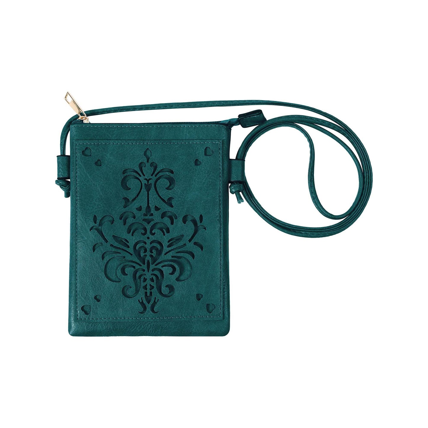 Teal - Laser Cut Crossbody Cellphone Bag - Chandelier