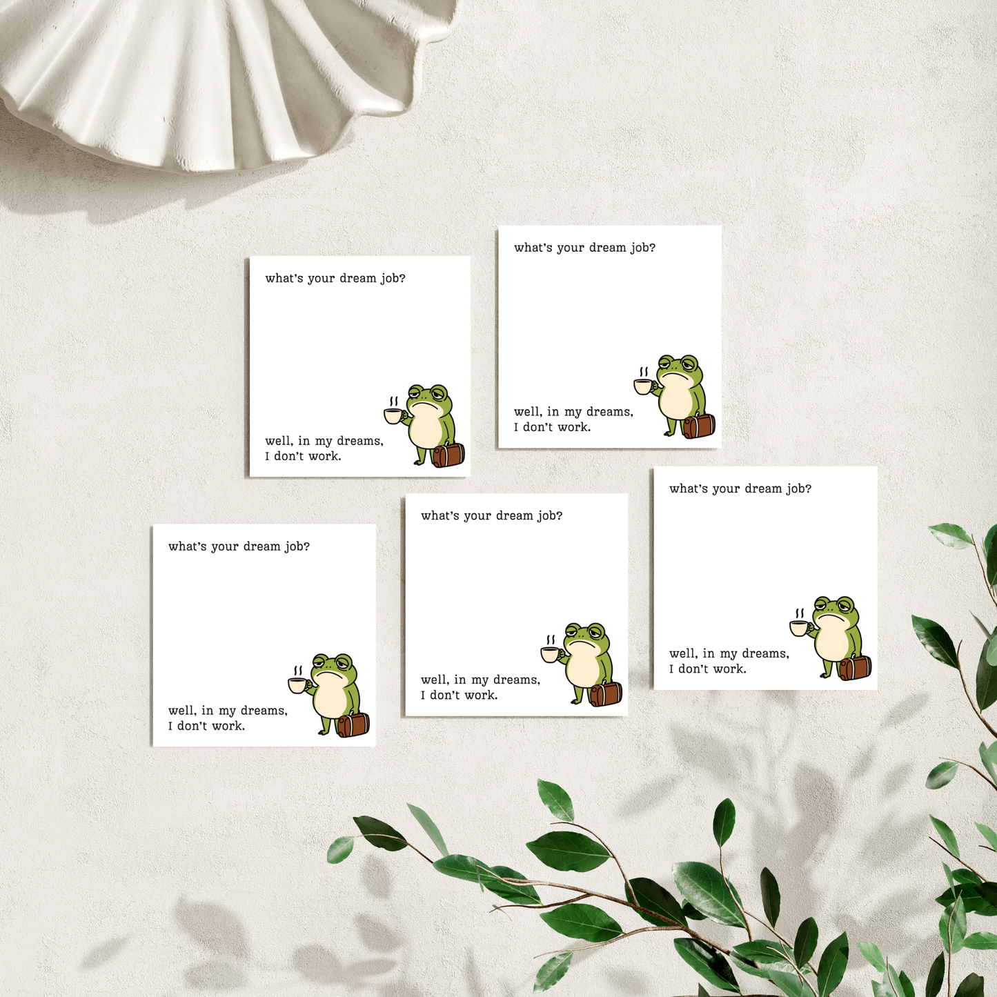Dream Job Grumpy Frog: 50 Sheet Post-It Note Notepad
