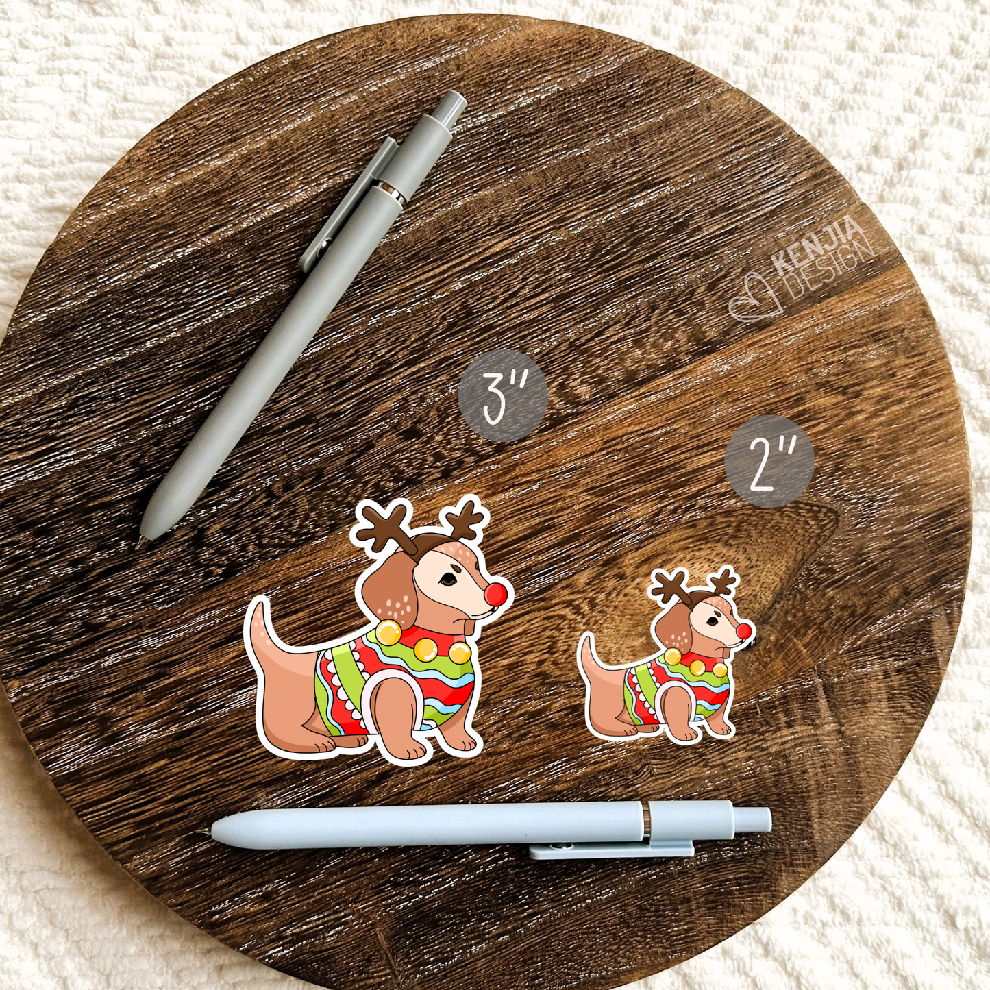Christmas Dog Stickers / Dog Lover Gift / Cute Puppy Holiday: Matte Stickers 3''