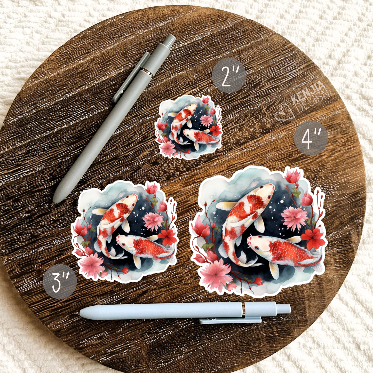 Koi Fish Stickers & Magnets / Pisces Japanese Stickers: Matte Stickers 3''