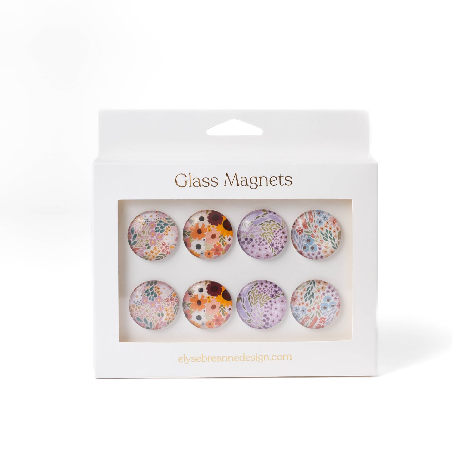 Glass Magnets, Box Set of 8 Floral Magnets: Spring Tones