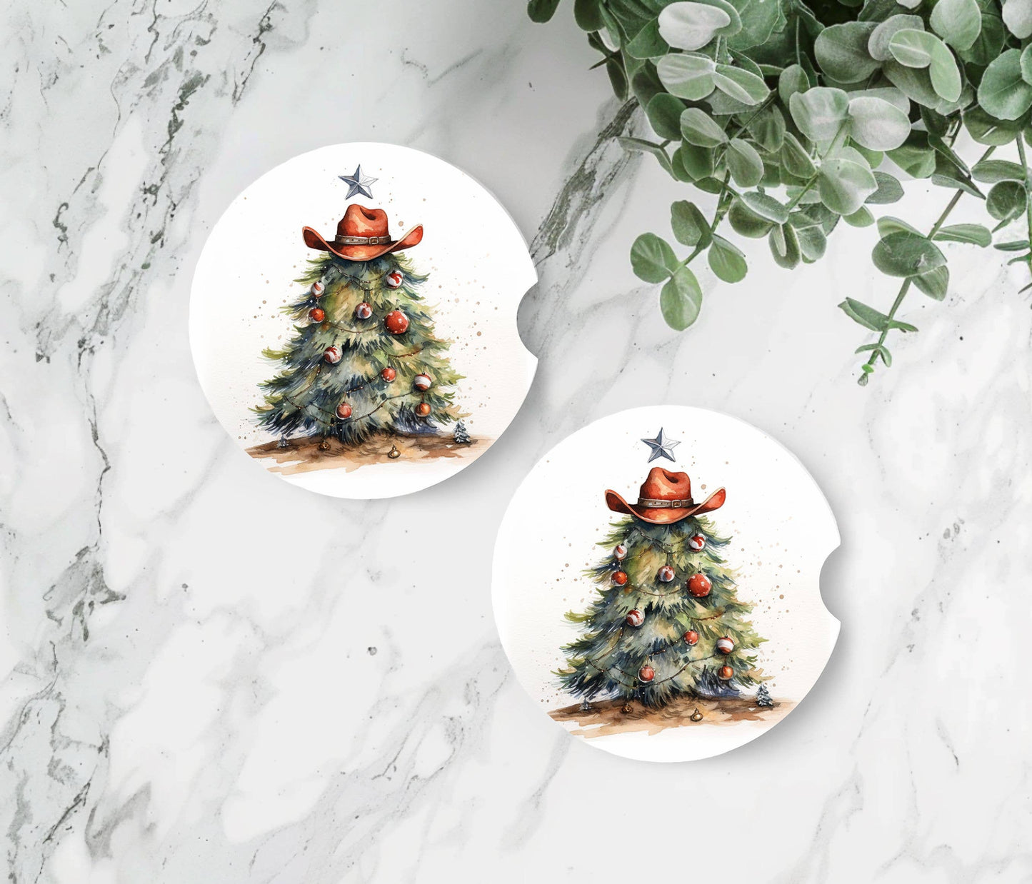 Christmas Tree Car Coasters -Neoprene Set of 2