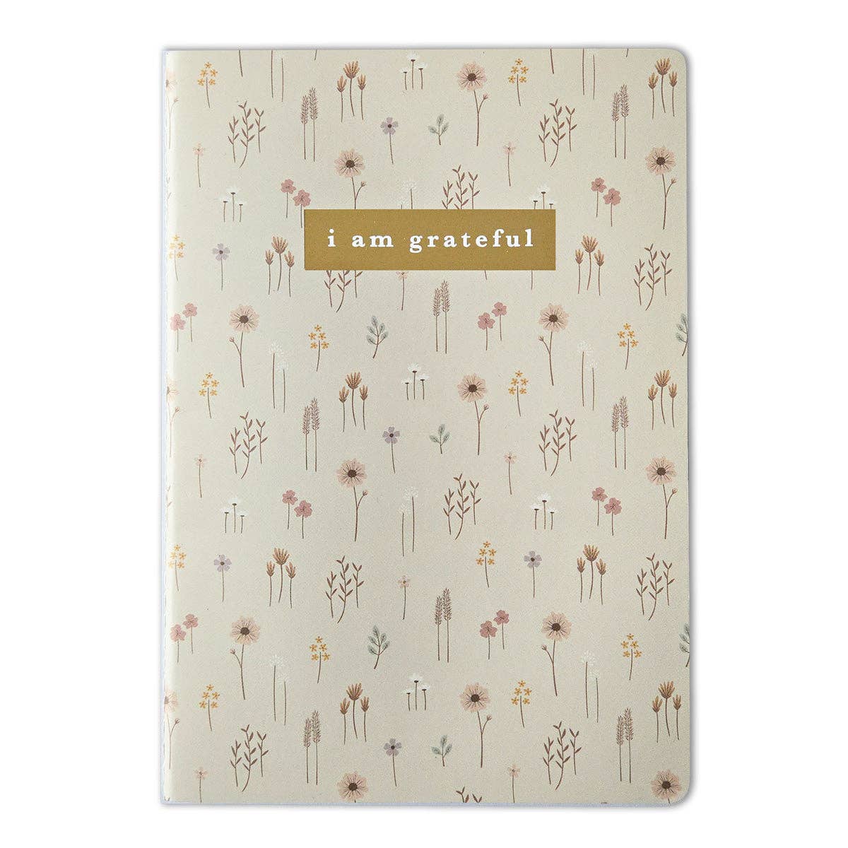 Farmhouse Floral "I Am Grateful" Jotter Notebook — Gold Foil with Dotted Grid Pages B6 Size