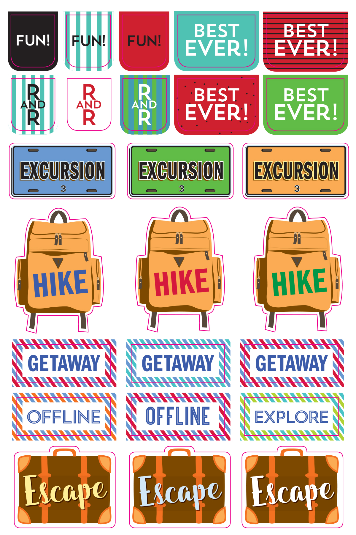 Essentials Travel Planner Stickers