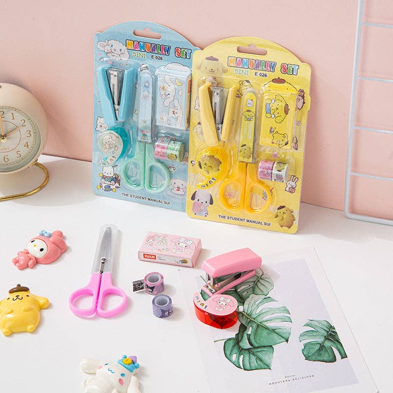 Sanrio stationery set stapler scissors&tape set student supplies: Sanrio stationery set