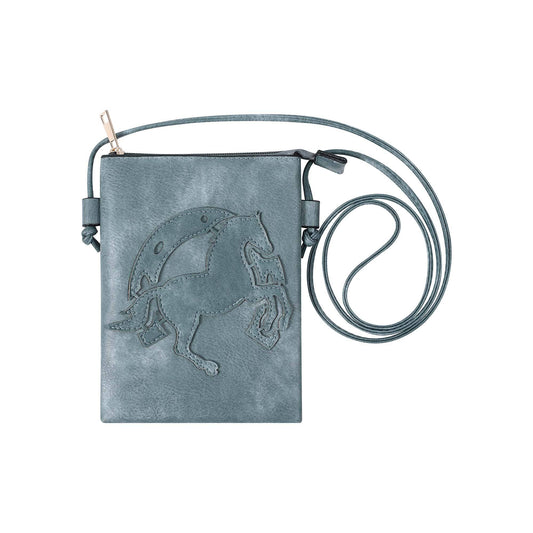 Navy - Laser Cut Crossbody Cellphone Bag - Horse