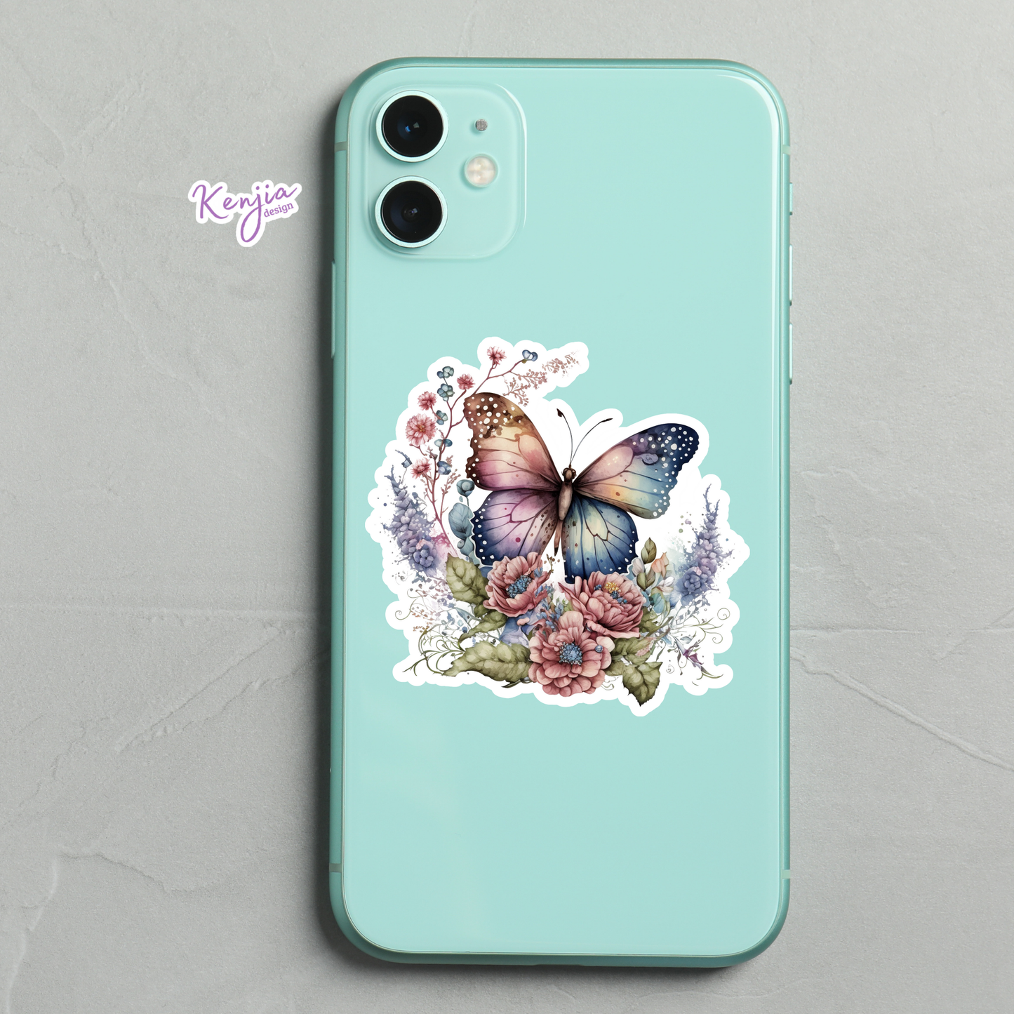 Cute Handmade Retro Butterfly Floral Sticker / Waterproof: Waterproof Matte