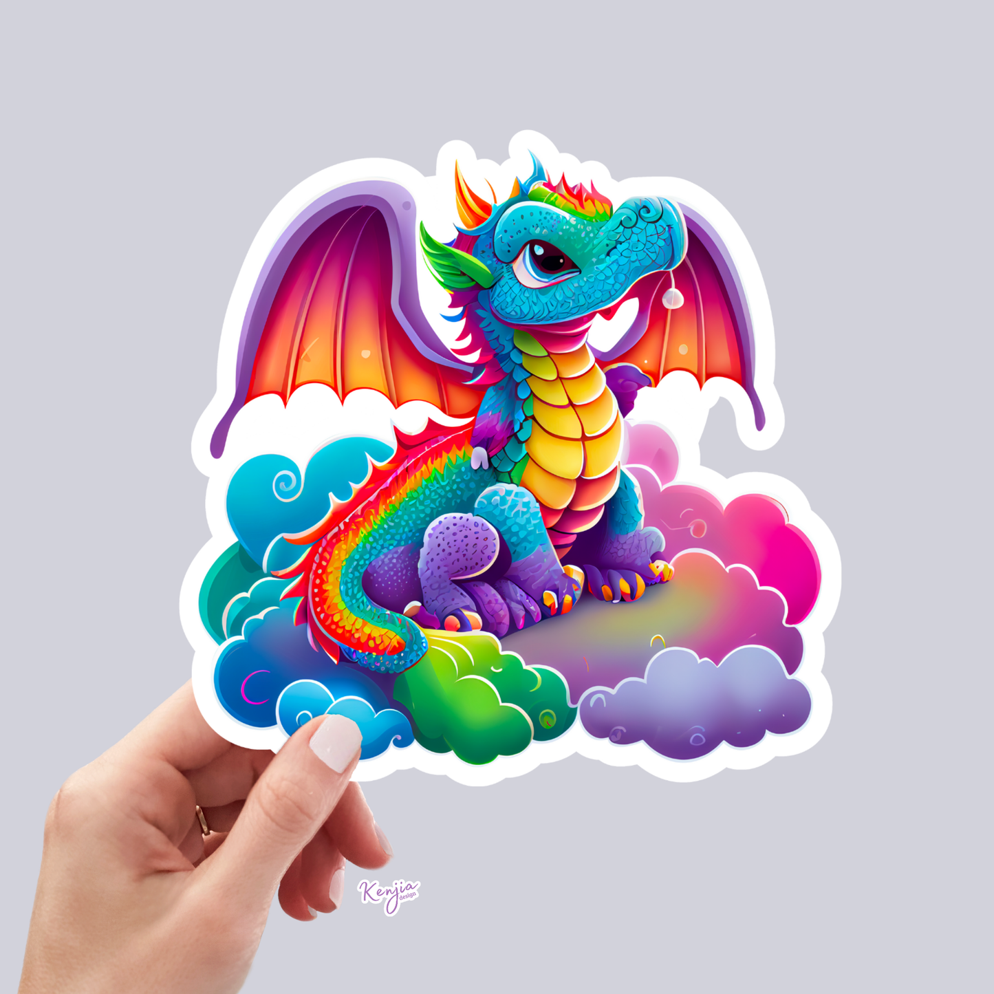 Rainbow Colorful Dragon Stickers / Waterproof: Waterproof Matte