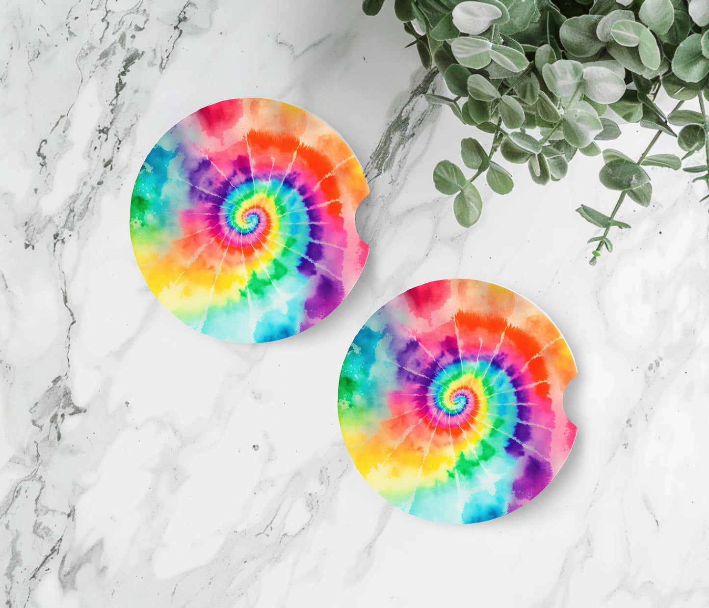 Tie Dye Car Coasters -Neoprene Set of 2