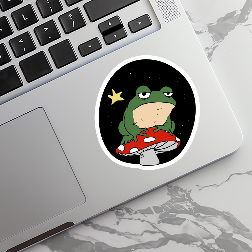 Frog on Mushroom | Nature | Waterproof Sticker | 3"