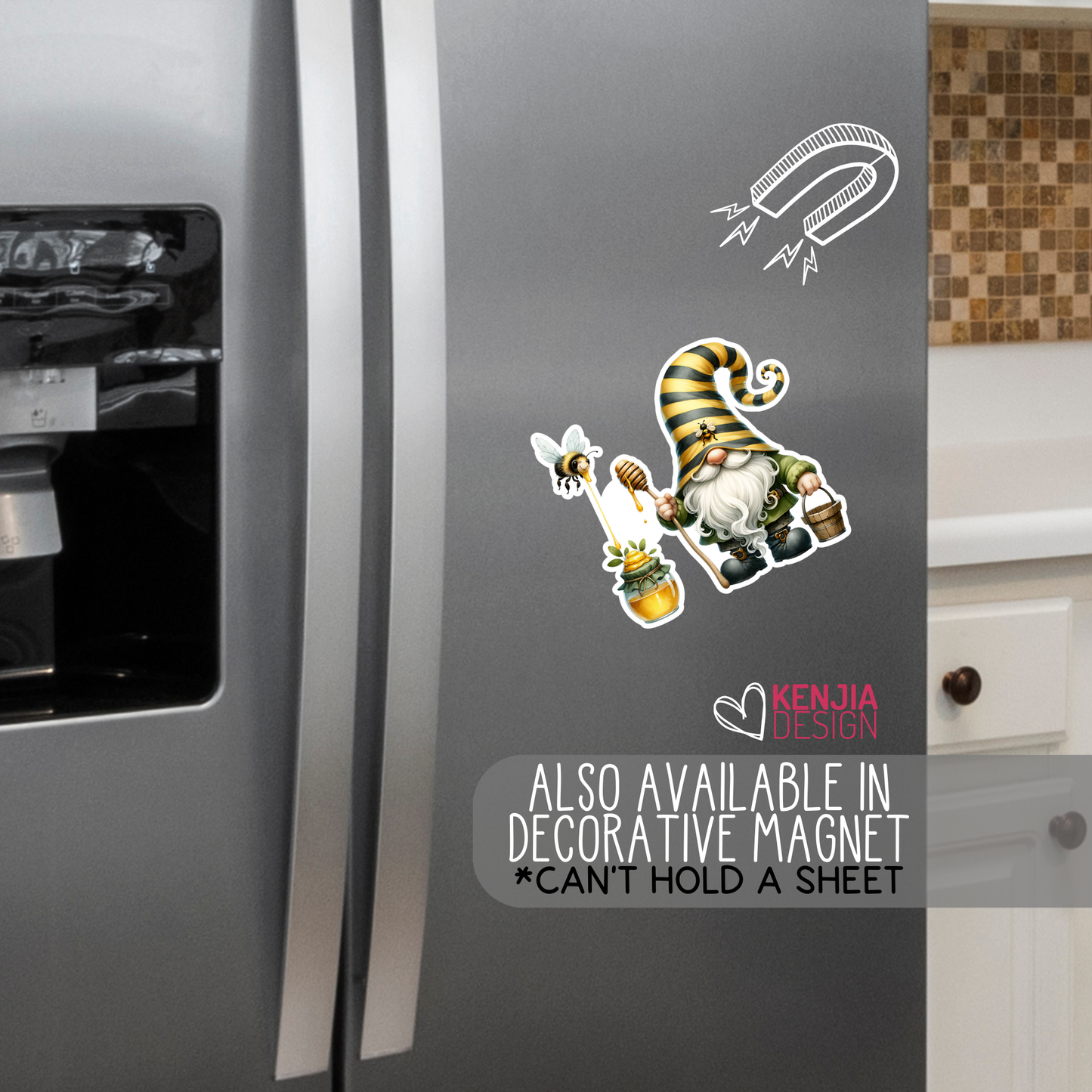Bumble Bee Gnome,  Matte Stickers 2''