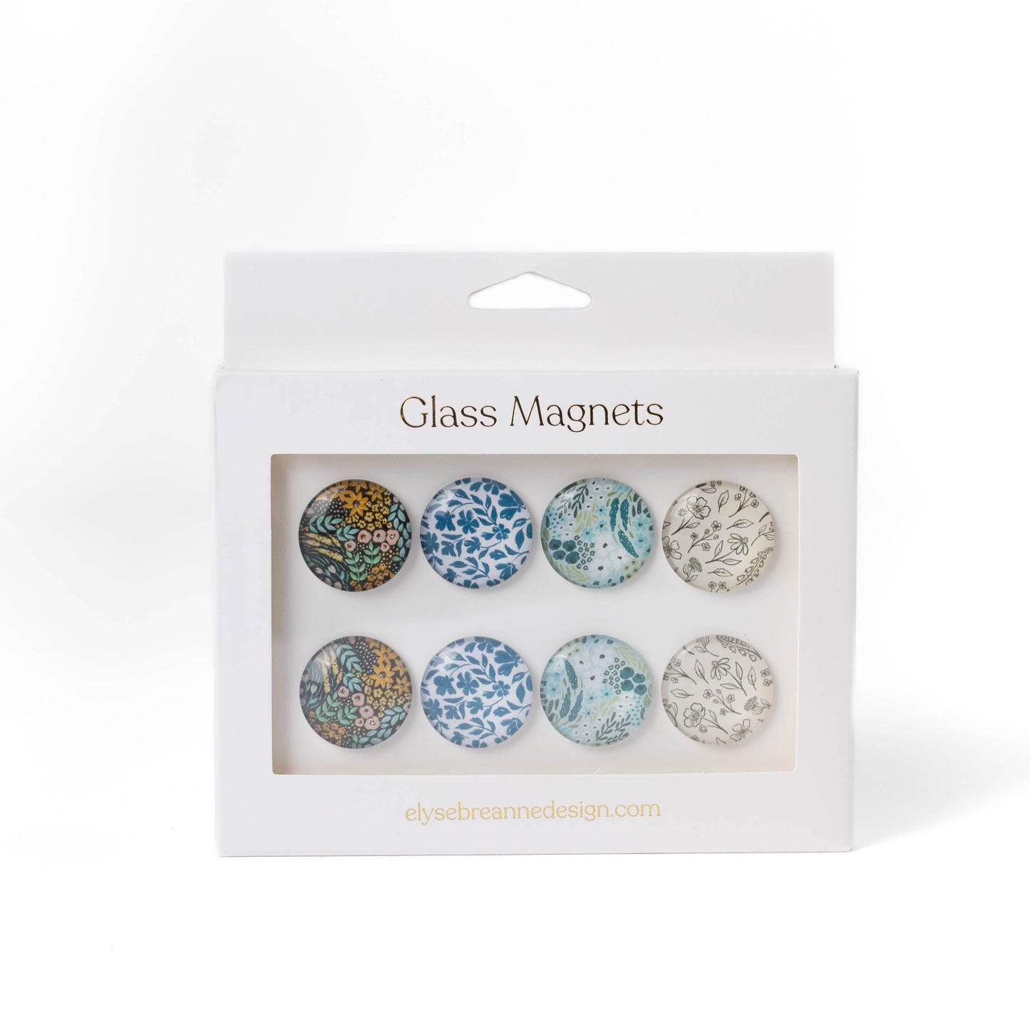 Glass Magnets, Box Set of 8 Floral Magnets: Fall Tones
