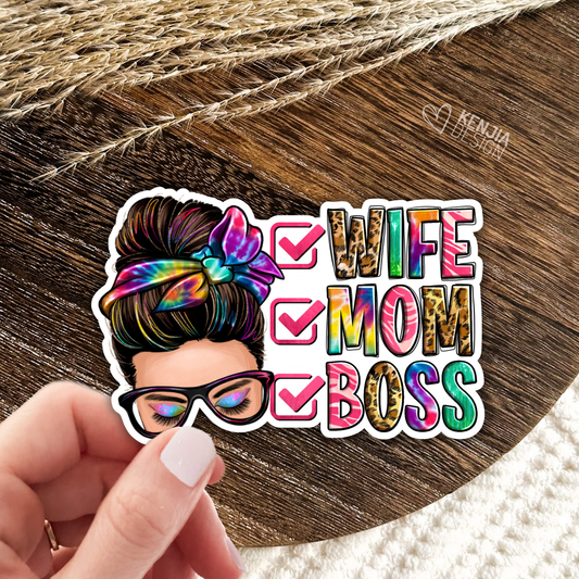 Wife Mom Boss Stickers,  Matte Stickers 2''