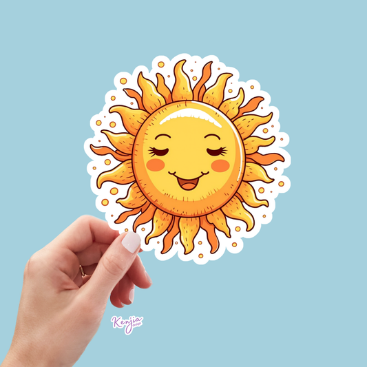Cute Kawaii Happy Sun Stickers / Waterproof: Waterproof Matte