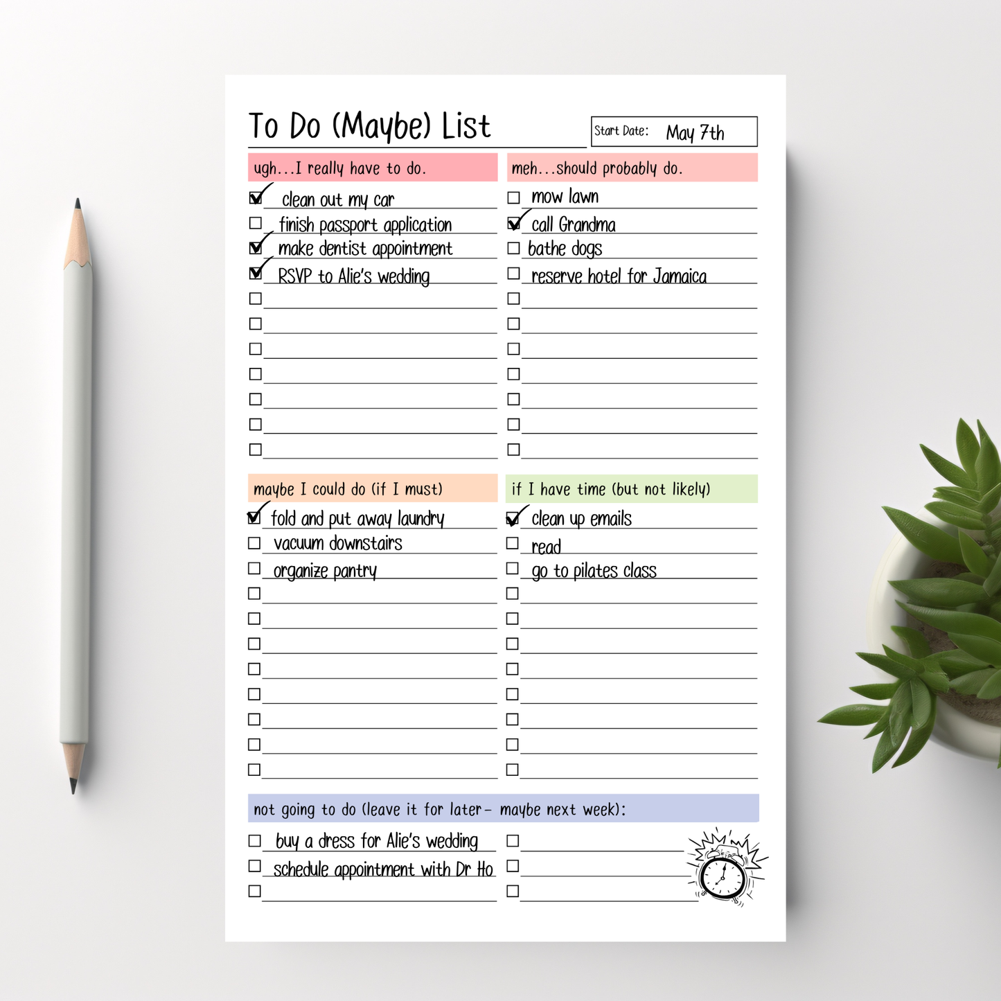 To Do (Maybe) Checklist: 50-Page Tear-Off Notepad