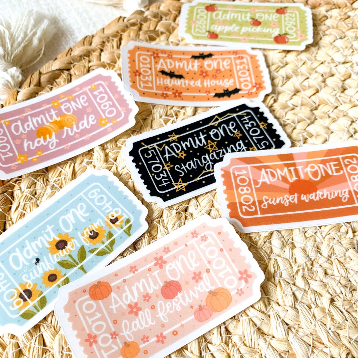Clear Sunflower Farm Admit One Sticker, 2.7x1.5 in.