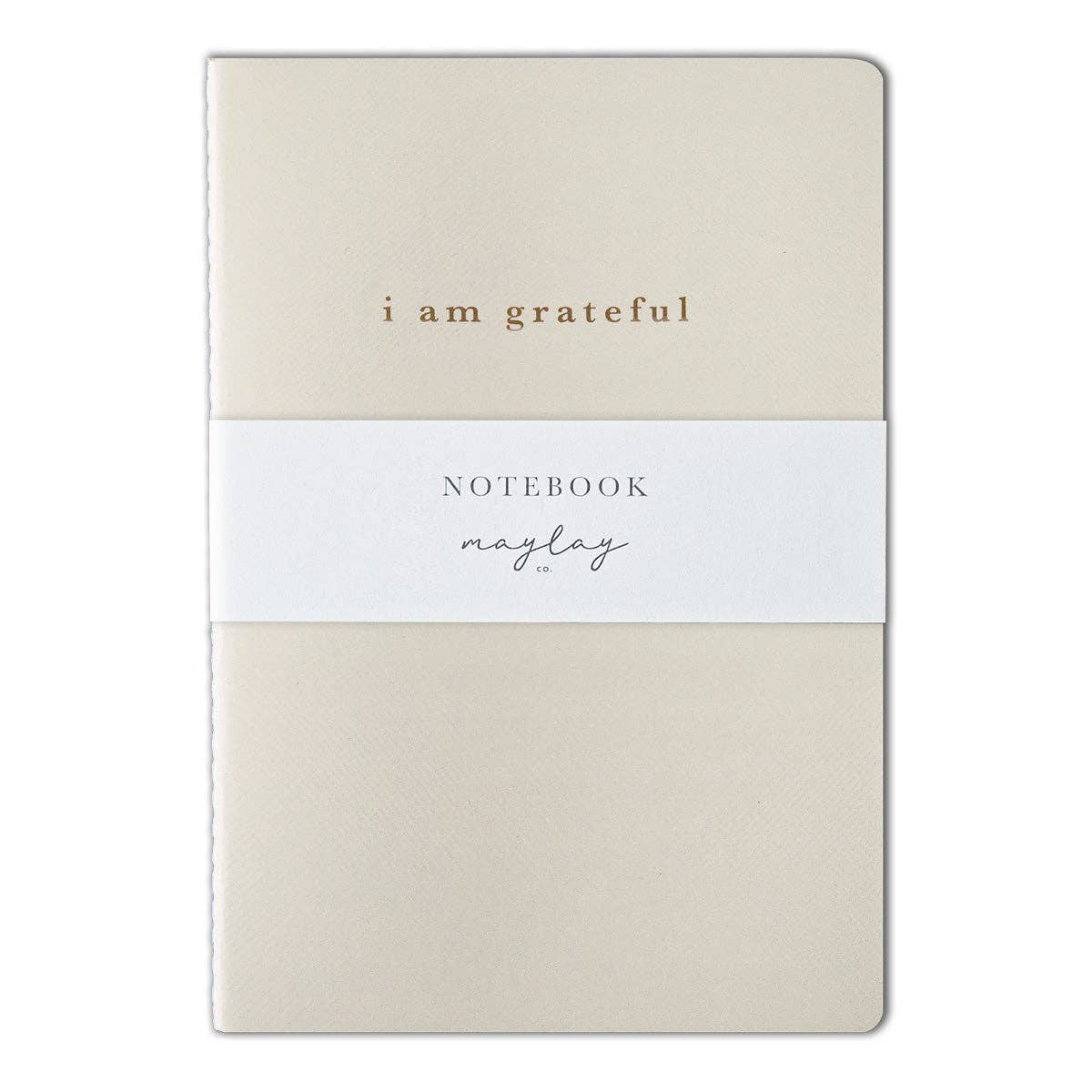 Cream "I Am Grateful" Jotter Notebook — Gold Foil with Dotted Grid Pages B6 Size