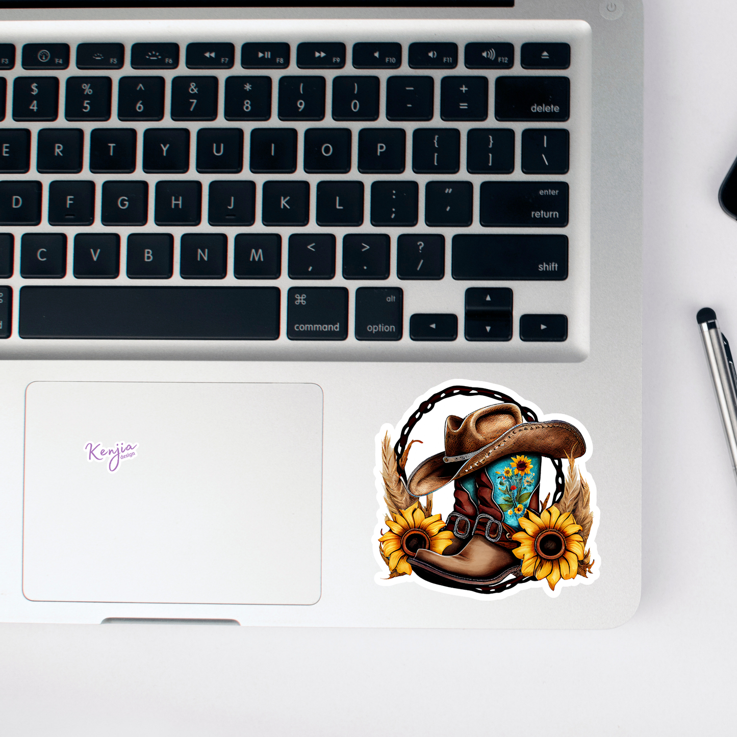 Cute Western Boots Sticker with Watercolor Effect: Waterproof Matte