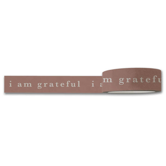 I Am Grateful Washi Tape - Mauve — Decorative Paper Tape for Planners, Journals, Scrapbooking & Crafts