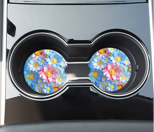 Spring Flowers Car Coasters -Neoprene Set of 2