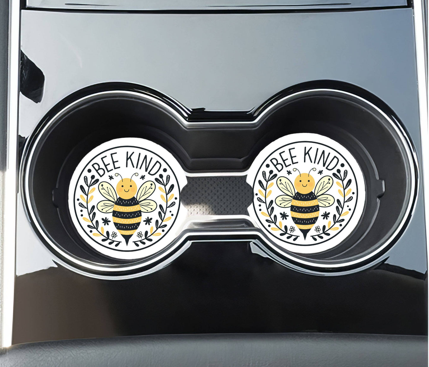 Bee Kind Car Coasters - Neoprene Set of 2