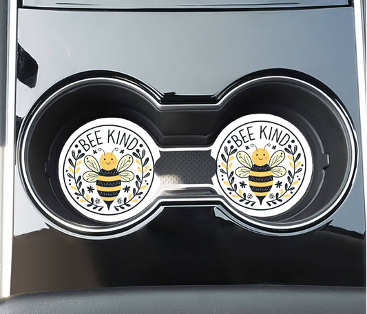 Bee Kind Car Coasters - Neoprene Set of 2