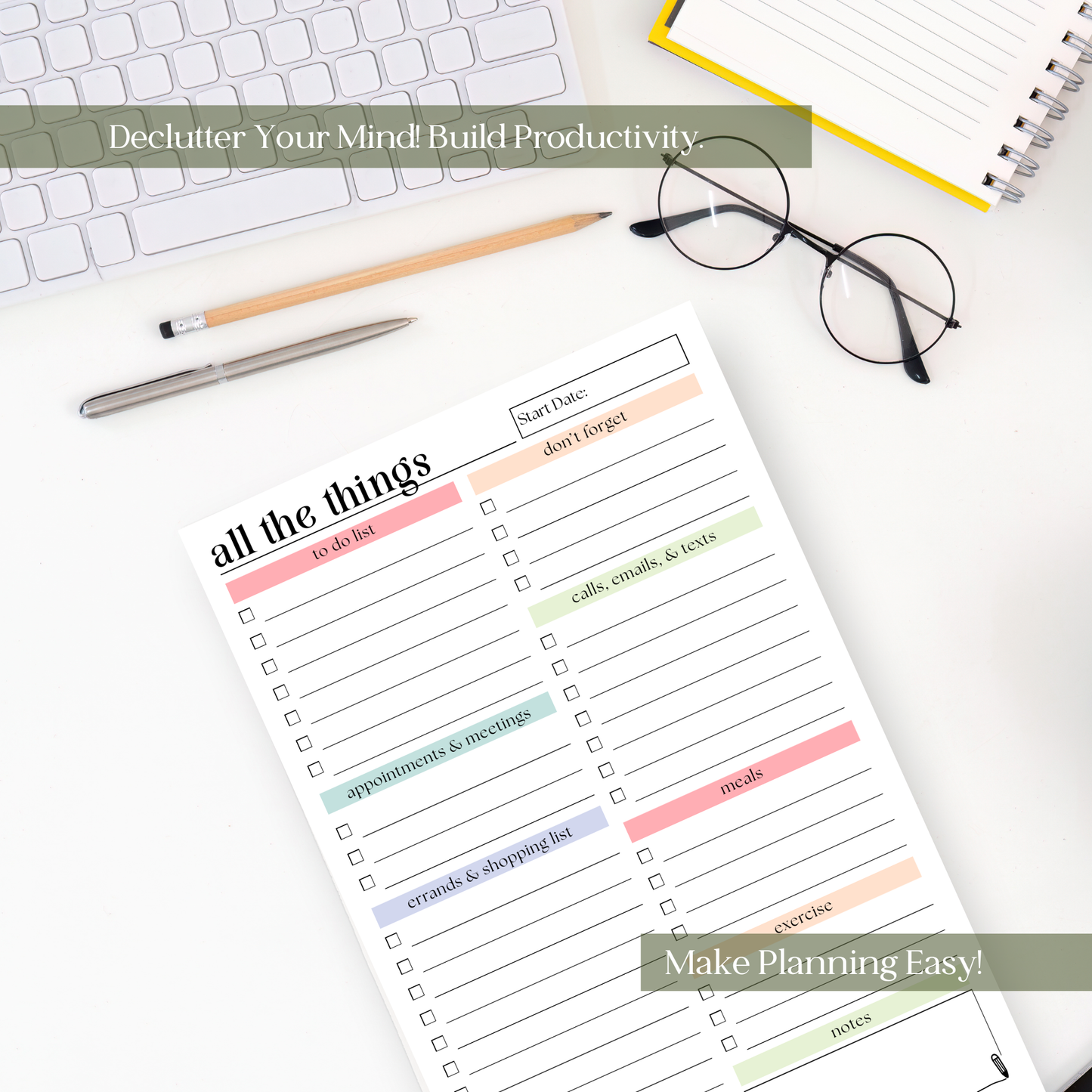Daily and Weekly To-Do List: 50-Page Notepad