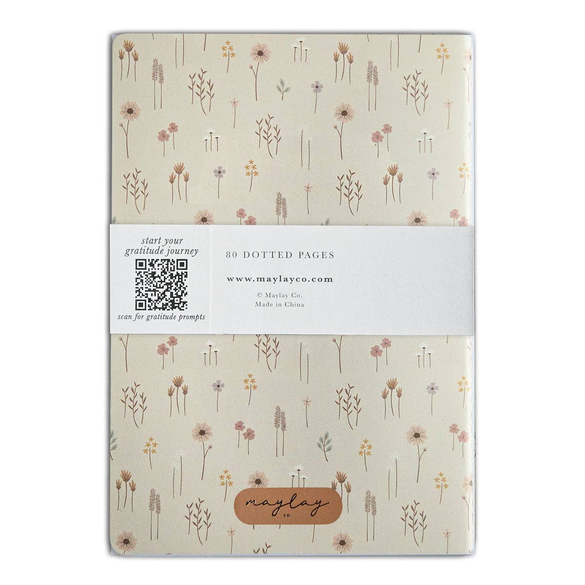 Farmhouse Floral "I Am Grateful" Jotter Notebook — Gold Foil with Dotted Grid Pages B6 Size