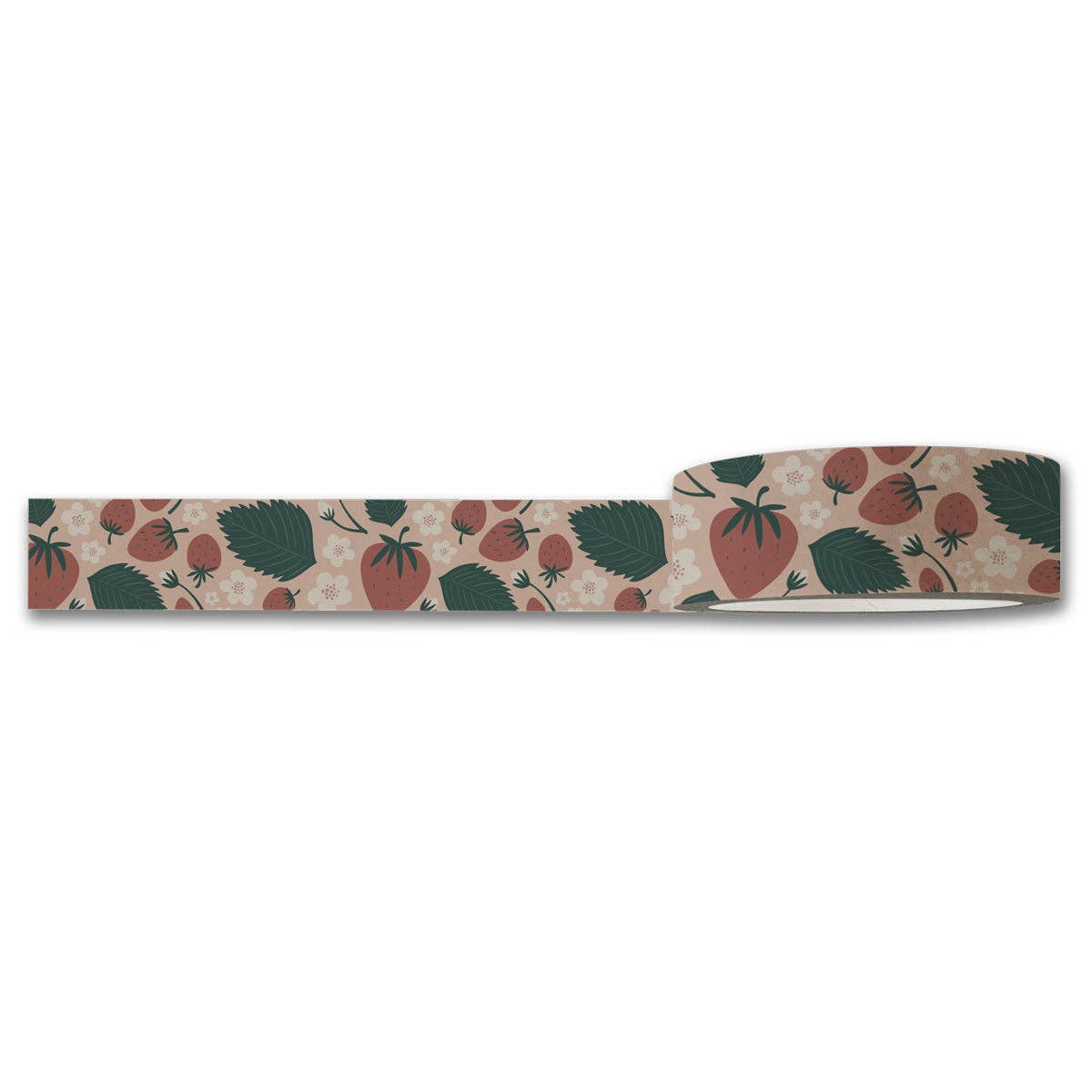 Strawberries Florals Washi Tape — Decorative Paper Tape for Planners, Journals, Scrapbooking & Crafts