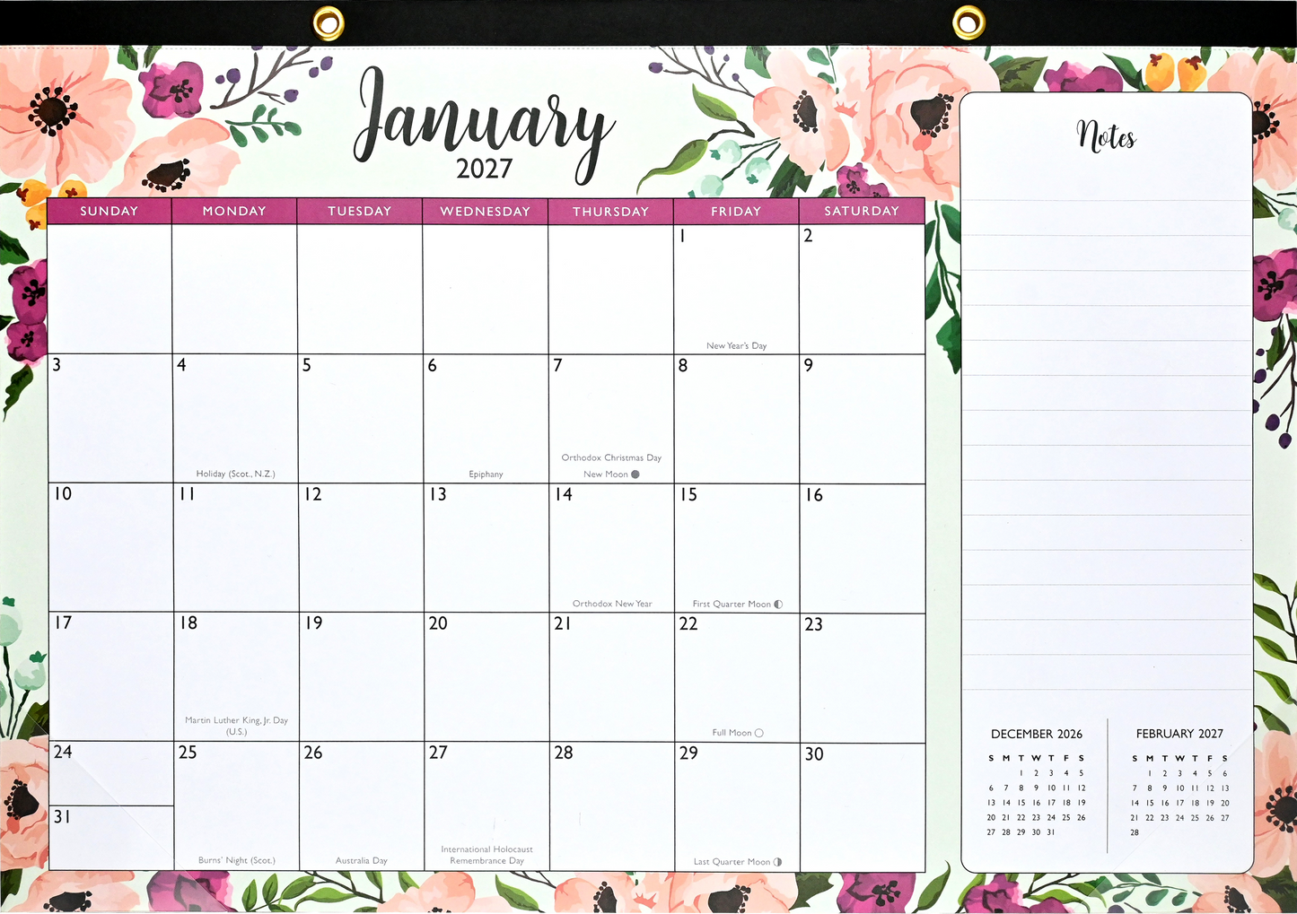 2027 Floral Desk Pad and Wall Calendar