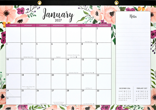 2027 Floral Desk Pad and Wall Calendar