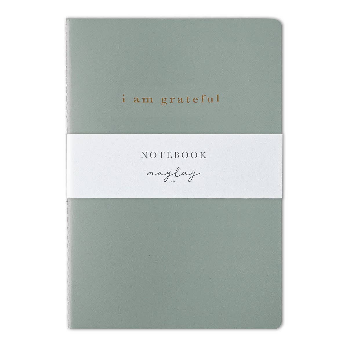 Green "I Am Grateful" Jotter Notebook — Gold Foil with Dotted Grid Pages B6 Size