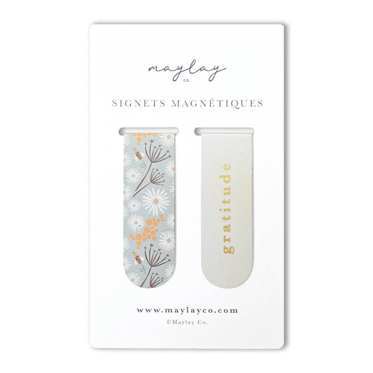 French Bees « Gratitude » Signets Magnétiques / Magnetic Bookmarks (Ensemble de 2) — Pour Livres, Journaux et Agendas