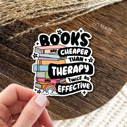 Books Are Cheaper Than Therapy Stickers & Fridge Magnets: Matte Stickers 3''