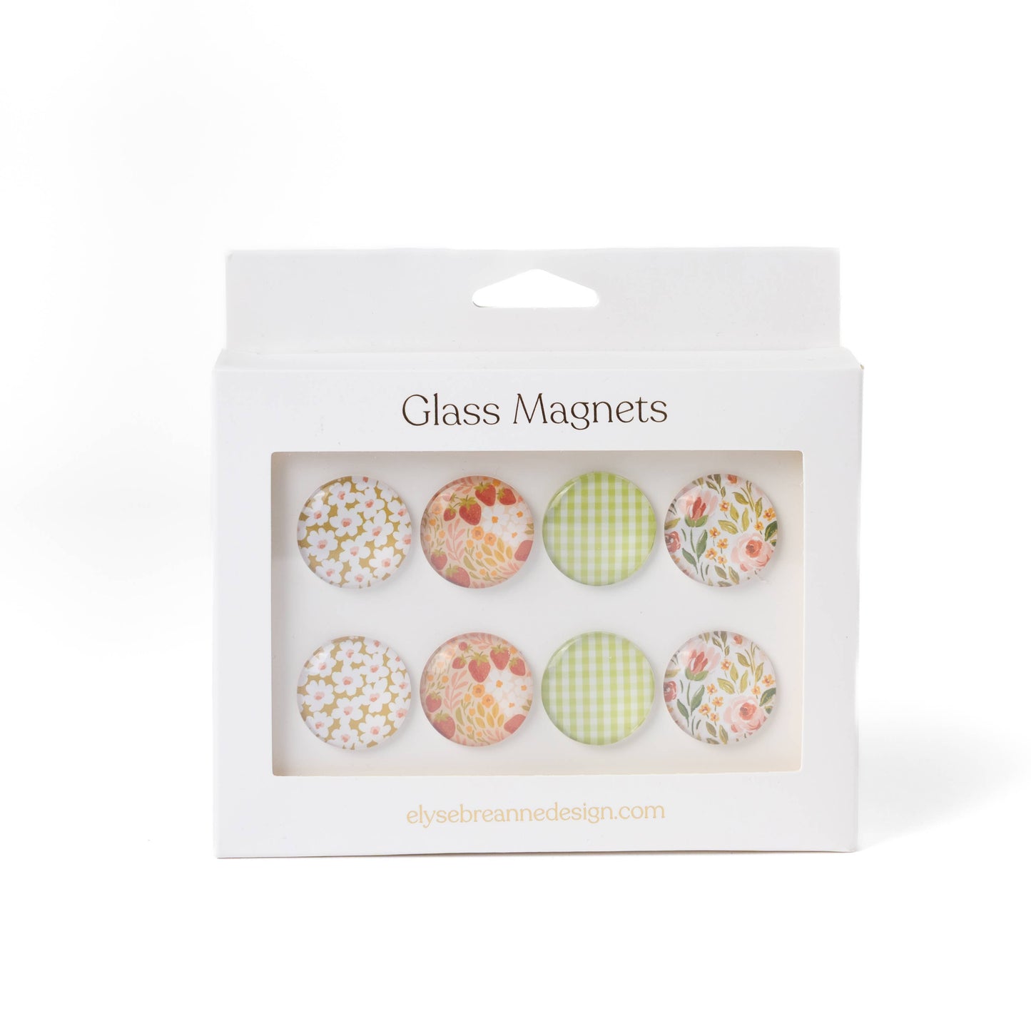 Glass Magnets, Box Set of 8 Floral Magnets: Winter Tones