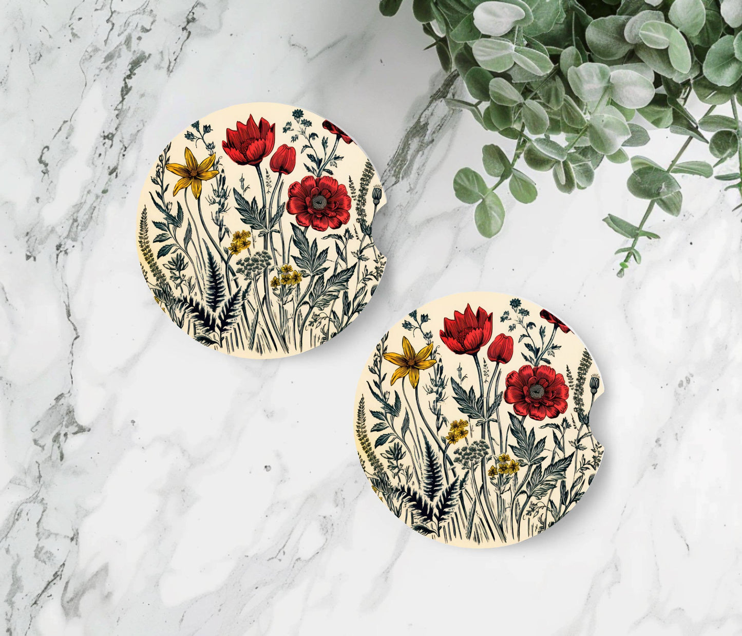 Wildflowers Car Coasters -Neoprene Set of 2