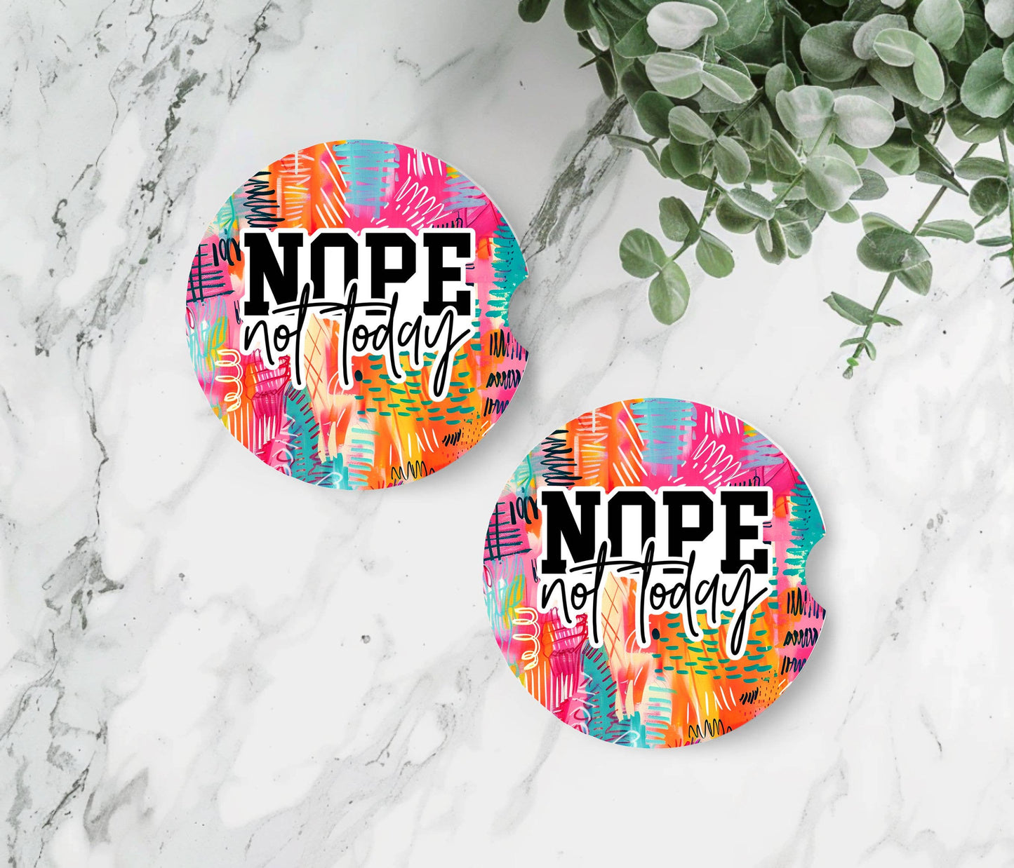 Sarcastic Not Today Car Coasters - Neoprene Set of 2