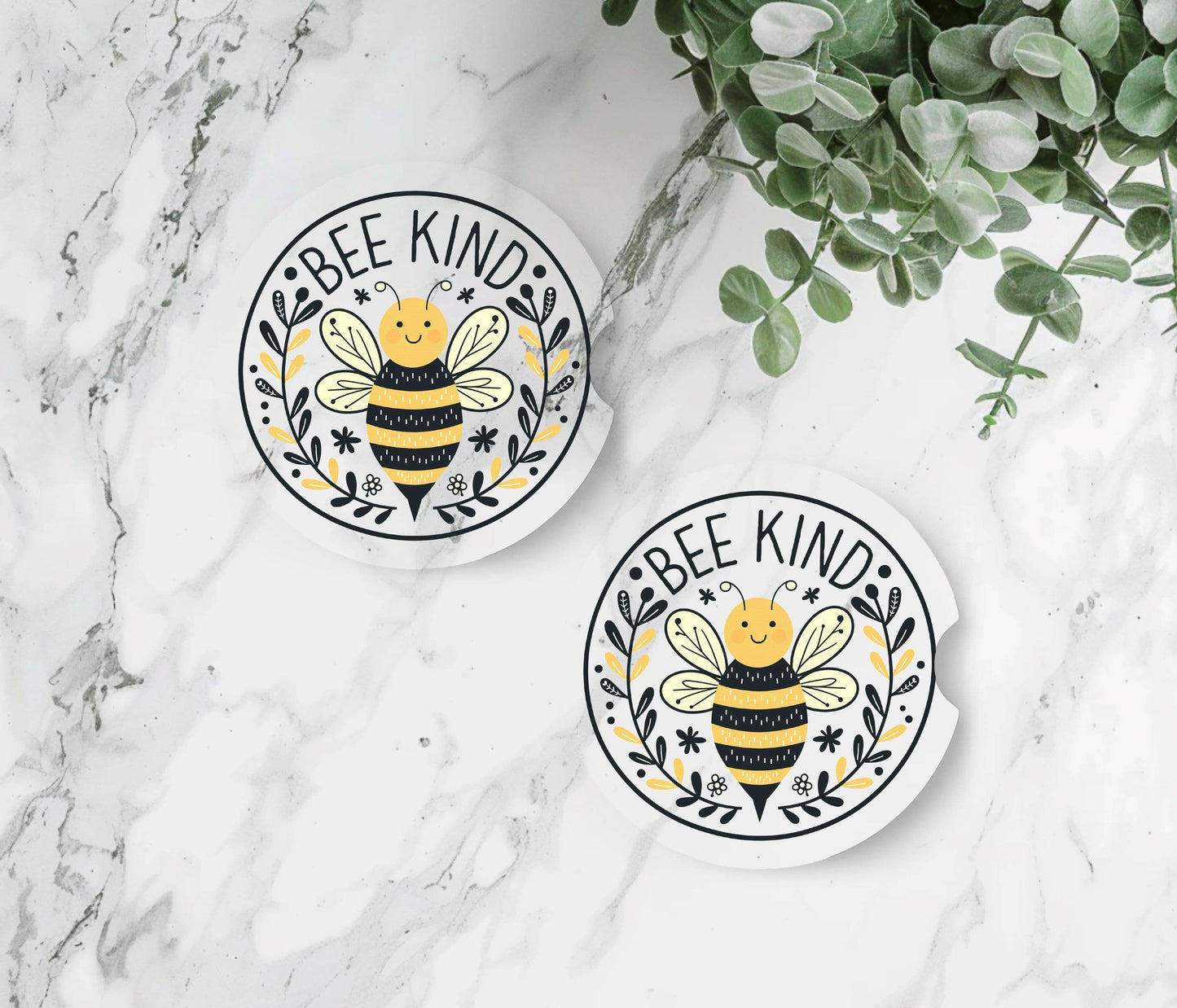 Bee Kind Car Coasters - Neoprene Set of 2