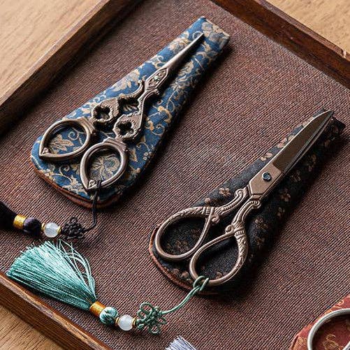 Vintage Style Embroidery Scissors with Random Brocade Sheath: Style 1