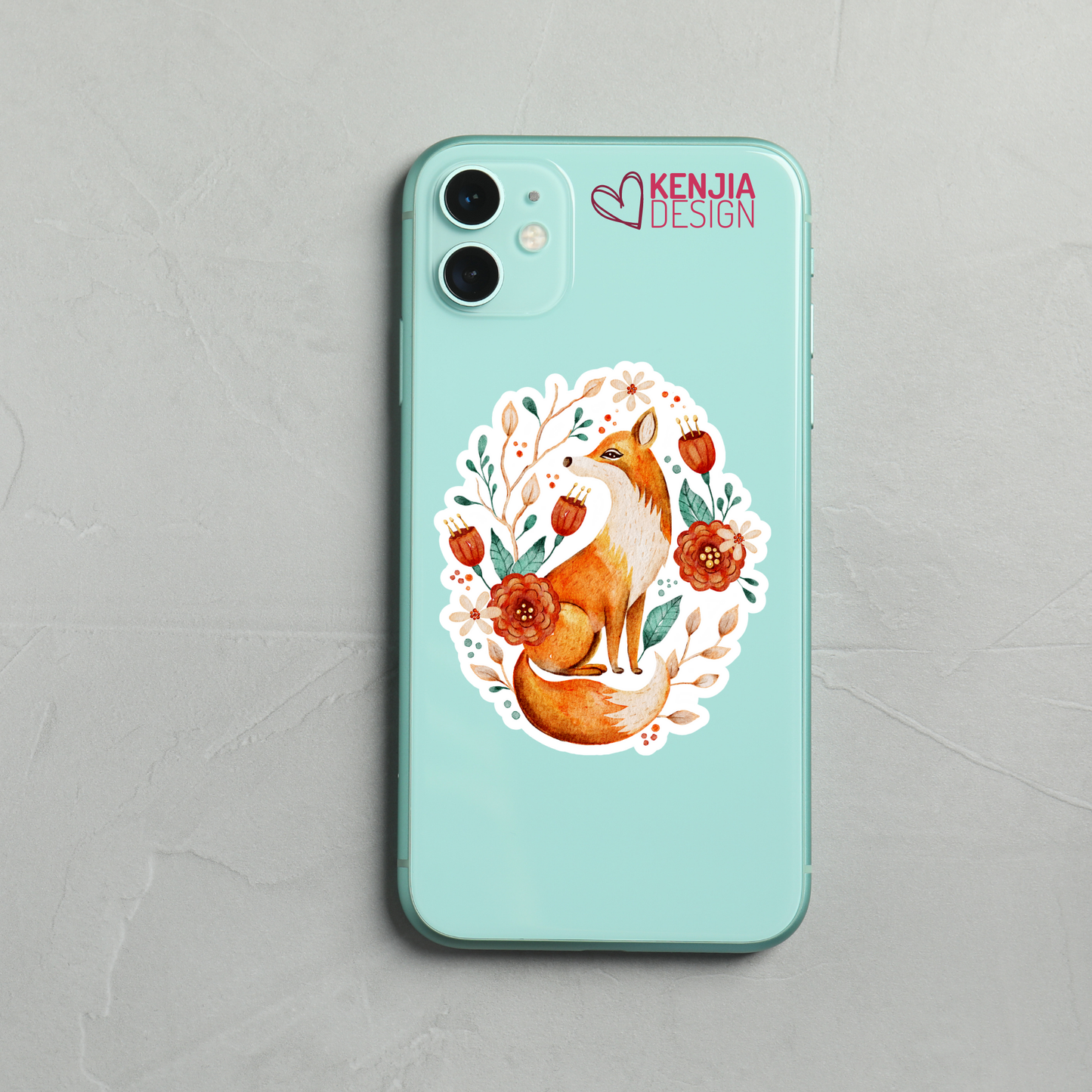 Cute Fox Stickers and Magnets with Flowers: Matte / 2'' Stickers
