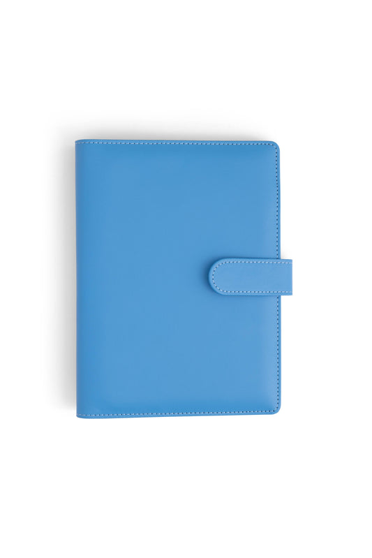 A5 Binder: 6 Hole with Elastic Pen Holder & Magnetic Closure: Ocean Blue
