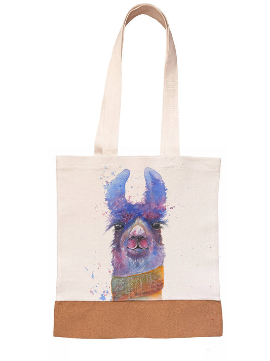 Linen/Canvas Tote Bag - Licorice - Cute Llama