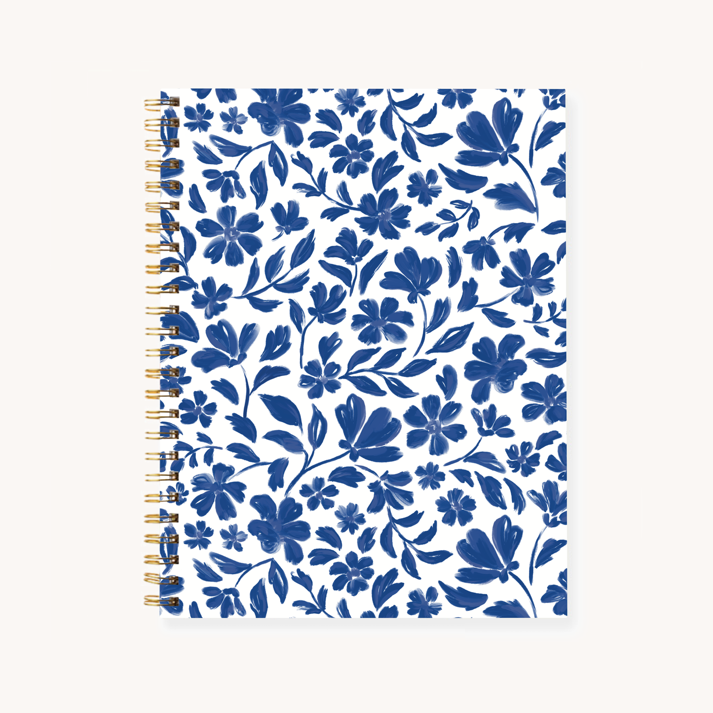 Porcelain Floral 7x9 Hardcover Spiral Notebook