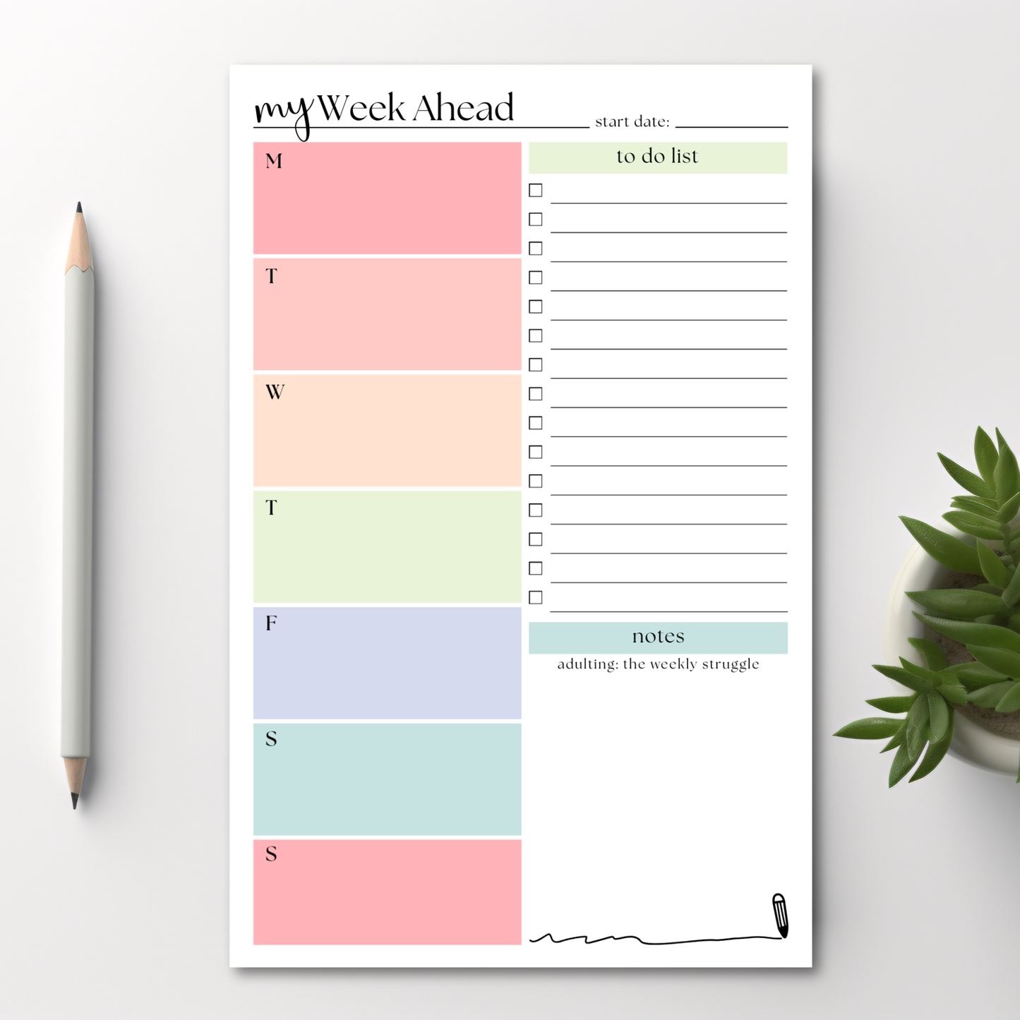 My Week Ahead Daily To-Do List: 50-Page Tear-Off Notepad