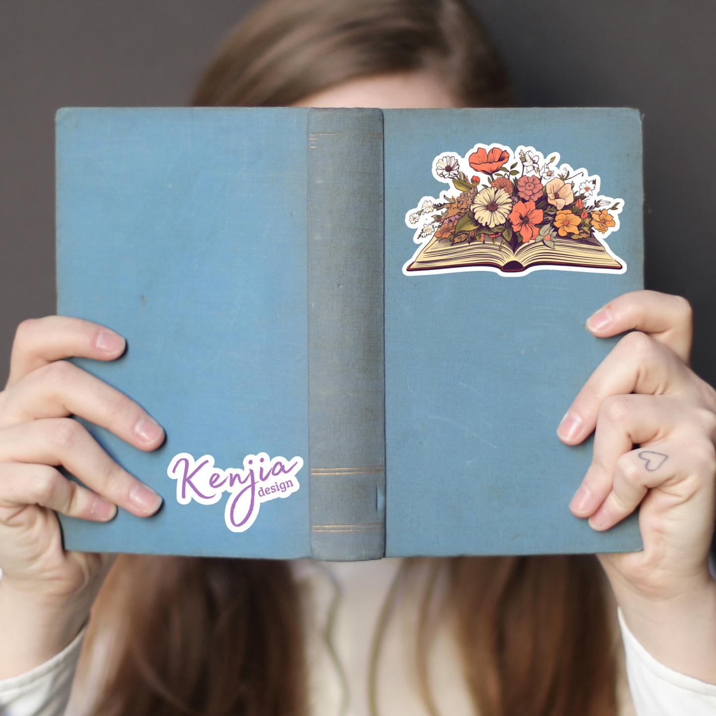 Cute Vintage Open Books with Flower Stickers / Waterproof: Waterproof Matte