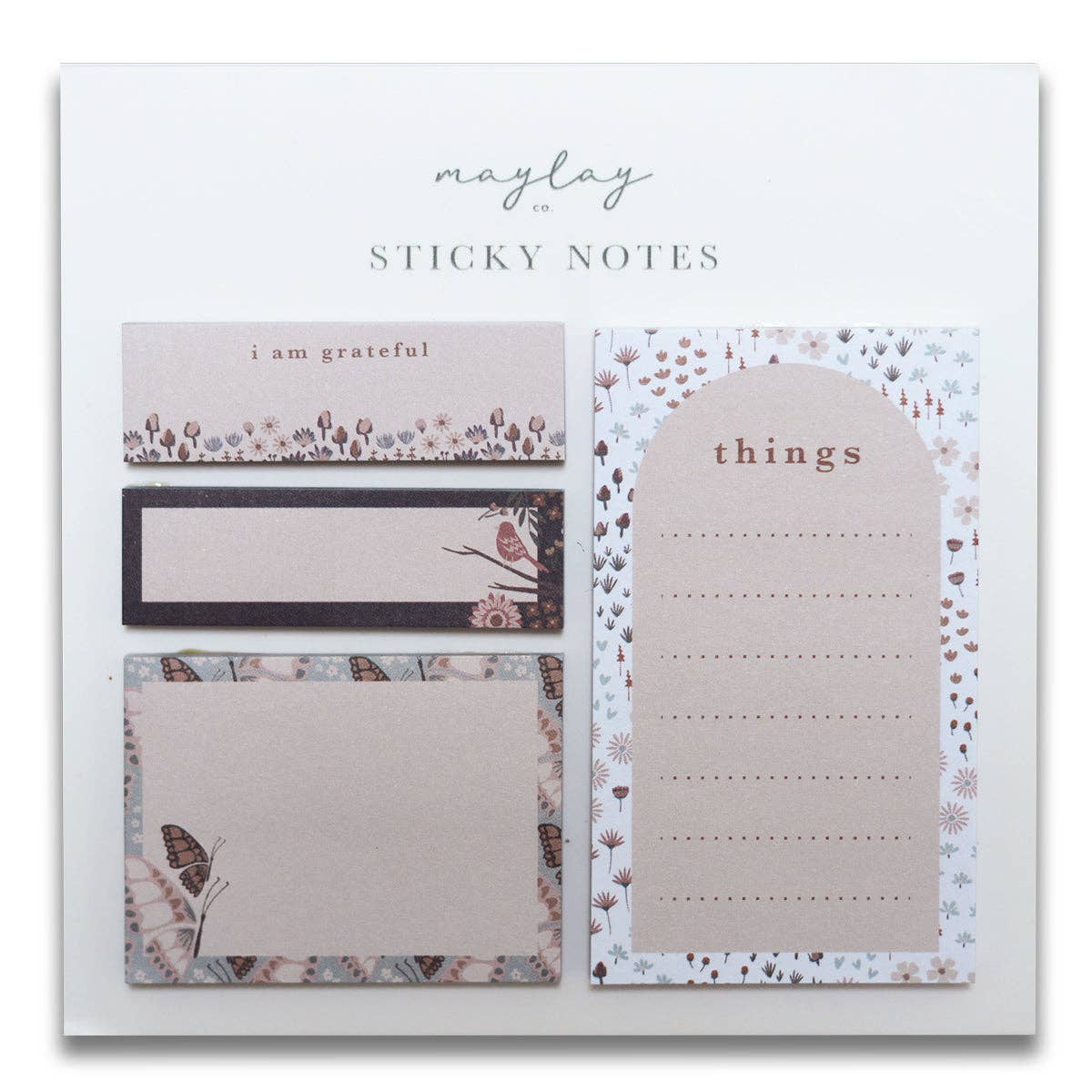 Spring Florals Mini Sticky Notes Set — 4 Pads for Planners & Journals