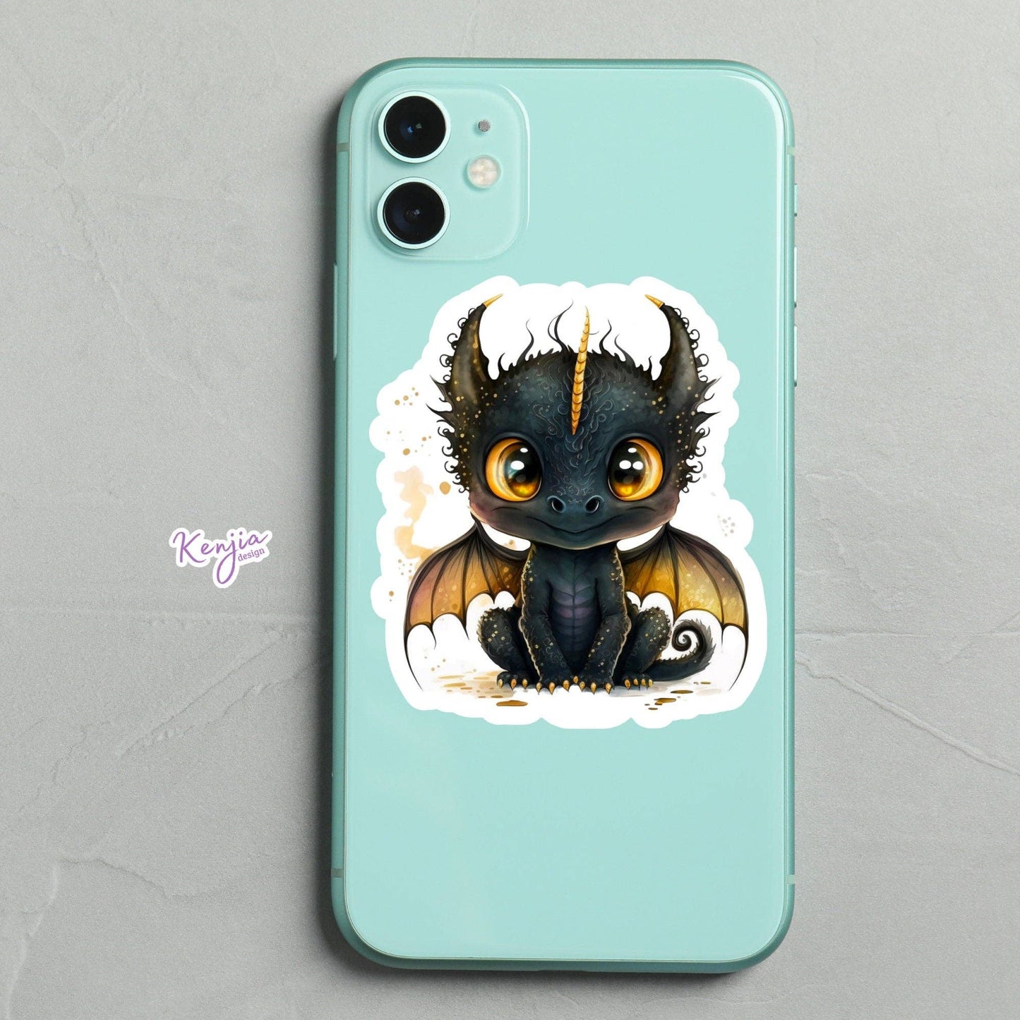 Cute Black Dragon Sticker / Waterproof: Waterproof Matte