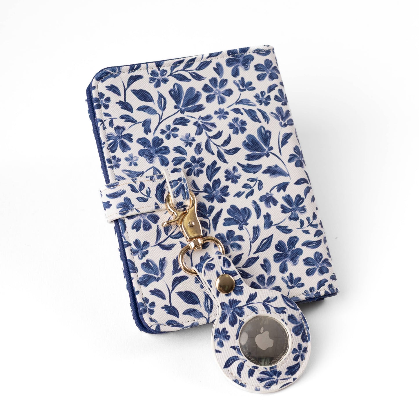 Porcelain Floral AirTag Keychain
