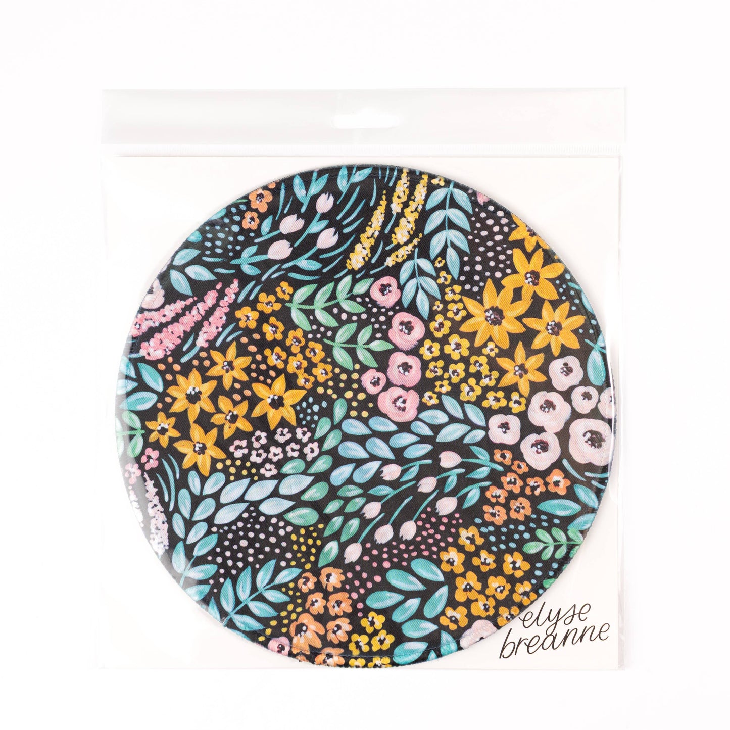 Black Floral Mousepad